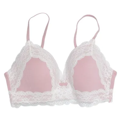 Bra (Pink, White) from F&F Cotton, Elastane, Modal, Polyamide, Polyester