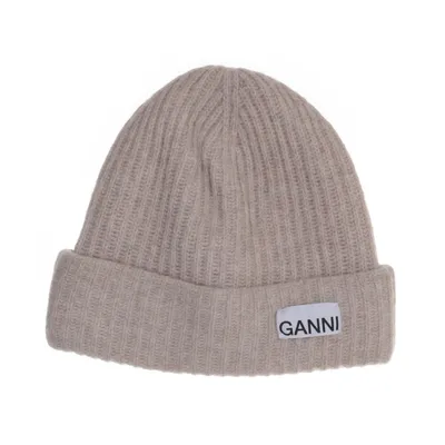 Beanie (Beige) from Ganni Polyamide, Wool