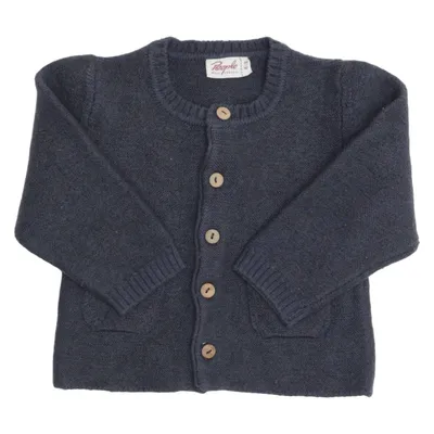 Cardigan (Bleu) de People Wear Organic Laine de mouton, Coton biologique