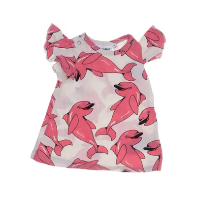 Kjole (Hvid, Pink) fra Mini Rodini Elastan, Økologisk bomuld
