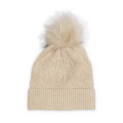 Bobble hat (Beige) from Kayoba Acrylic, Elastane, Polyamide, Wool