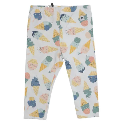 Leggings (Vit, Flerfärgad) från Polarn O. Pyret Elastan, Ekologisk bomull