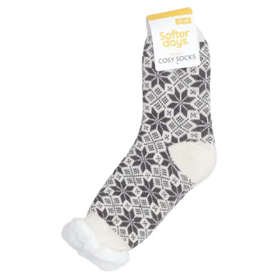 Knit socks (Beige, Black) from Softer Days Acrylic, Polyester