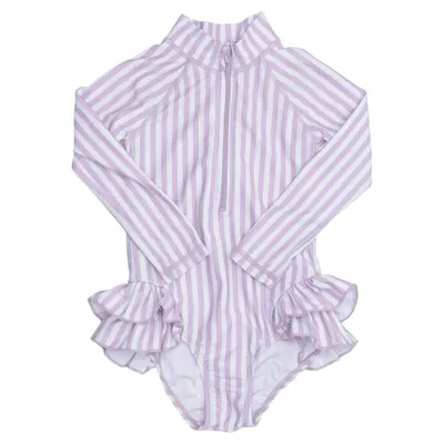 Badeanzug (Lila, Weiß) von Uniq Elasthan, Polyester