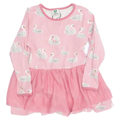 Klänning (Rosa, Vit) från Småfolk Bomull, Elastan