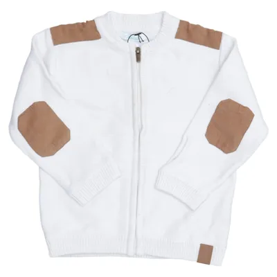 Cardigan (White, Brown) from Okaïdi Cotton, Polyamide