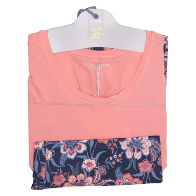 Pyjama (Pink, Blau, Mehrfarbig) von Tchibo Baumwolle, Elasthan, Viskose