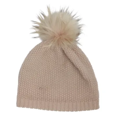 Bobble hat (Beige) from Natures Collection Acrylic, Fur, Wool