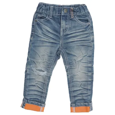 Jeans (Blue, Orange) from Knox Cotton, Polyester