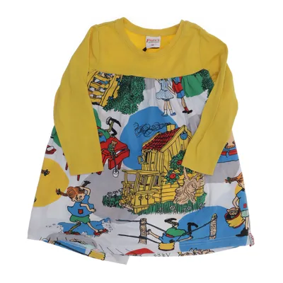 Dress (Yellow, Multicolored) from Pippi Långstrump Elastane, Organic cotton