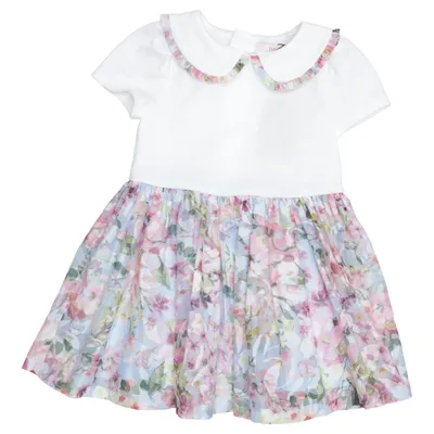 Blumenkinderkleid (Weiß, Pink, Blau) von Baker by Ted Baker Elasthan, Polyester, Viskose