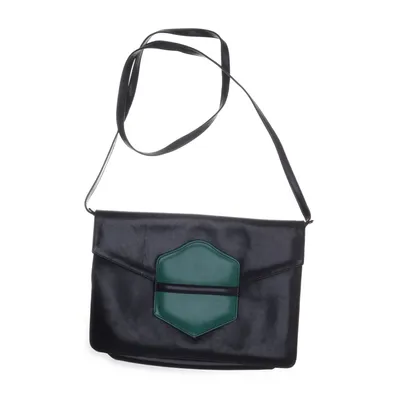 Axelremsväska (Svart, Grön) från Via Veneto Skinn