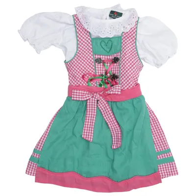 Dirndl (Wit, Roze, Groen) van Kitzo Alpen Austria Katoen