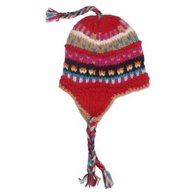 Trapperhatt (Röd, Flerfärgad) Ull