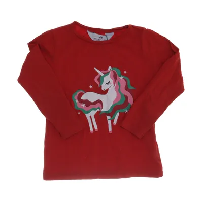 Langærmet t-shirt (Rød) fra H&M Bomuld, Elastan