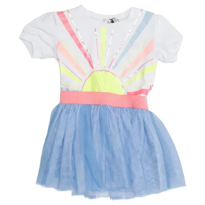 Jurk (Wit, Blauw, Meerkleurig) van Billieblush Katoen, Polyester, Viscose