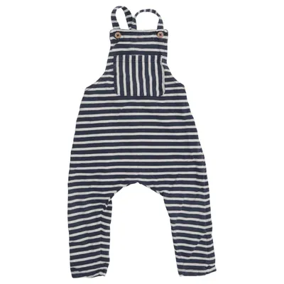 Hängselbyxor (Blå, Vit) från Lindex Baby Bomull
