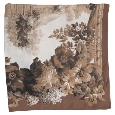 Silketørklæde (Brun, Hvid) Polyester
