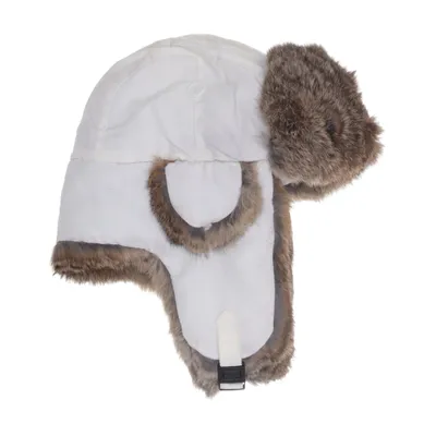 Trapperhatt (Vit, Brun) Polyester, Kaninpäls