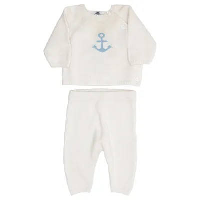 Sæt (Beige, Blå) fra Petit Bateau Bomuld, Uld