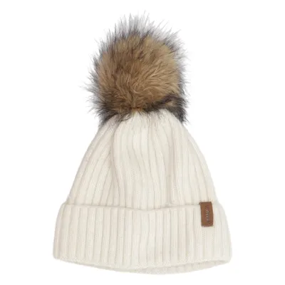 Bobble hat (White, Brown) from Lindberg Cashmere, Wool