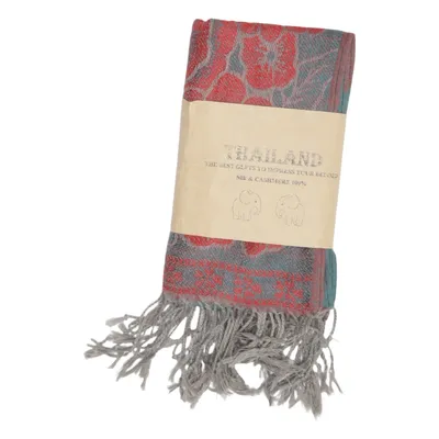 Sjal (Röd, Grå) från Thailand Kashmir, Silke