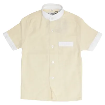 Short sleeve shirt (Beige, White) from Nordiska Kompaniet Cotton