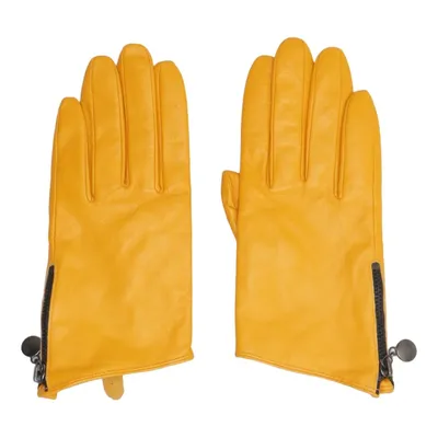 Gants en cuir (Jaune) de Åhléns Cachemire, Cuir, Laine