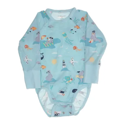 Body (Blå, Flerfärgad) från Polarn O. Pyret Elastan, Ekologisk bomull