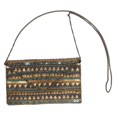 Clutchtaske (Guld, Sort, Turkis) fra Bijou Brigitte Metallfiber, Polyester