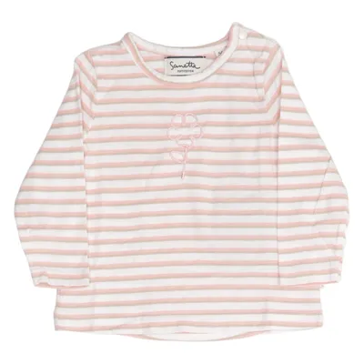 Långärmad t-shirt (Vit, Rosa) från Sanetta Ekologisk bomull