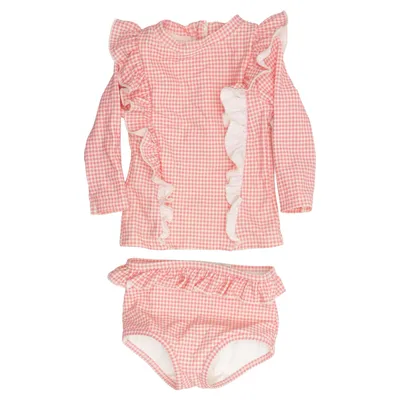 UV clothing (Bathing Set Yanika Pink Fragola Vichy) from Louise Misha Elastane, Polyester
