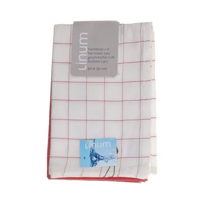 Kökshandduk (Röd, Vit) från Linum