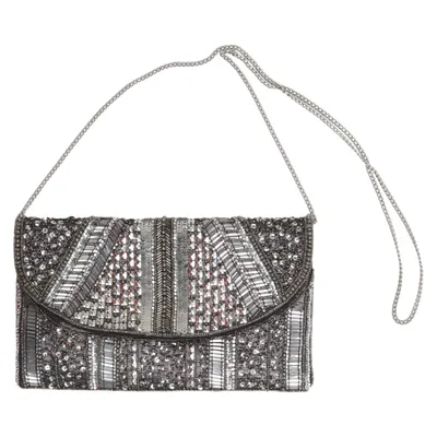 Abendtasche (Schwarz, Silber) von Anna Field Baumwolle, Metallfaser, Polyester