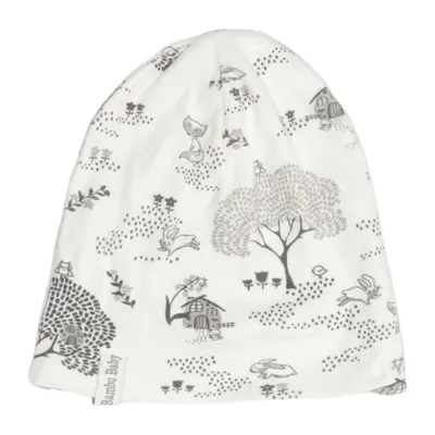 Beanie (White, Gray) from Bambu Baby Bamboo, Cotton
