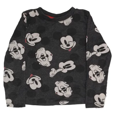 Langærmet t-shirt (Sort, Flerfarvet) fra Disney Mickey Mouse Bomuld, Polyester