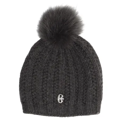Bonnet à pompon (Gris) de Conte of Florence Acrylique, Fourrure de renard, Laine