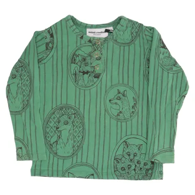 Henley T-shirt (Grøn, Sort) fra Mini Rodini Elastan, Økologisk bomuld