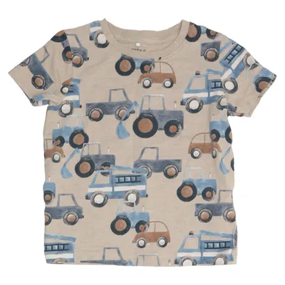 T-shirt (Beige, Bleu, Marron) de Name It Élasthane, Coton biologique