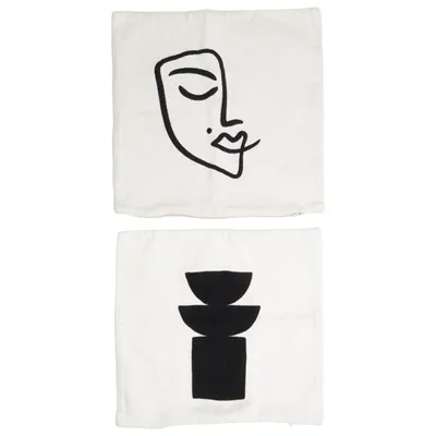 Housse de coussin (Blanc, Noir) de H&M Home Coton