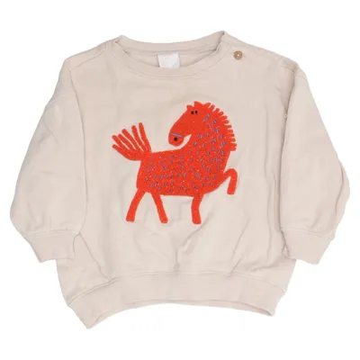 Sweatshirt (Beige, Rød) fra Kaxs by KappAhl Økologisk bomuld
