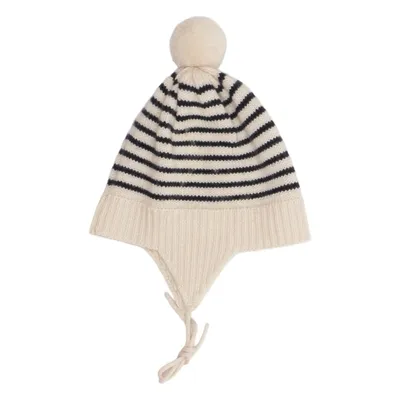 Bonnet à pompon (Beige, Noir) de FUB Laine