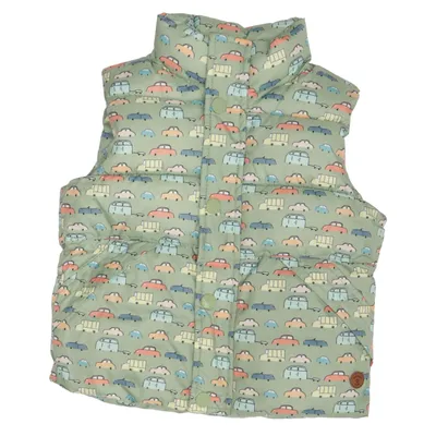 Outer vest (Green, Multicolored) from Mango Kids Cotton, Polyester