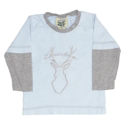 T-shirt à manches longues (Bleu, Gris) de Isar-Trachten Coton