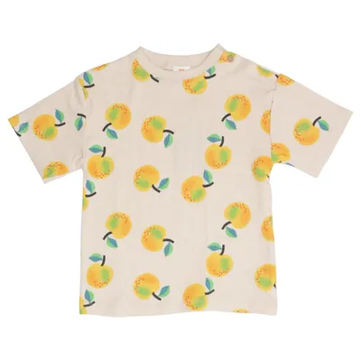 T-shirt (Beige, Meerkleurig) van Hema Elastaan, Organisch katoen