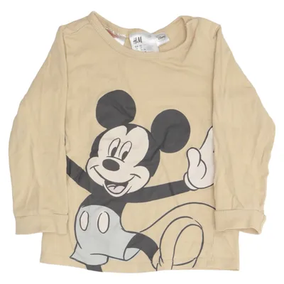 Long sleeve T-shirt (Beige, Black, Gray) from H&M x Disney Cotton