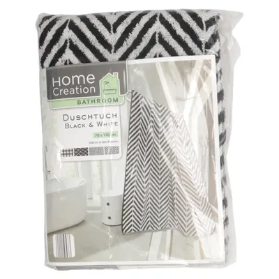 Bath towel (Black, White) from Home Creation Cotton, Viscose