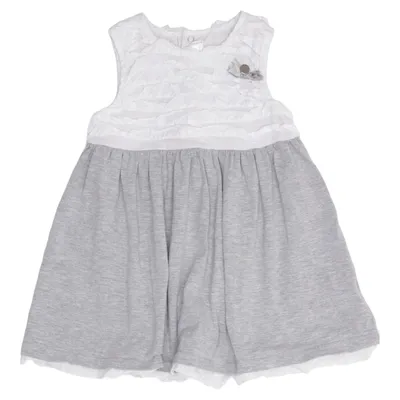 Dress (Gray, White) from Mayoral Chic Cotton, Elastane, Polyester