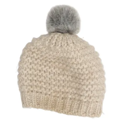 Bonnet à pompon (Beige) de Magasin Acrylique, Laine d'alpaga, Coton, Viscose