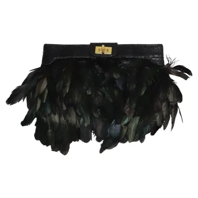 Clutch bag (Black) from ASOS Feather, Polyester